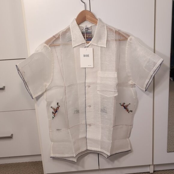 Bode NWT Sheer Pagoda Shirt Silk Linen Men's XS/S - Picture 1 of 11